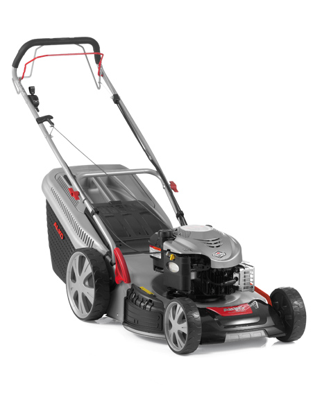 520BR Premium : New for 2011, the AL-KO Premium range offers high specification, feature packed machines with powerful engines. The 520BR Premium is a 51cm self propelled rotary mower.  : Engine  Briggs&Stratton Series 650 ReadyStart  
Power  190cc / 2.3kw  
Start Method  Recoil (ReadyStart)  
Fuel Tank Capacity  1.0 L  
Self Drive  Yes  
Cutter Deck  ULTRAMOW Steel 4 in 1  
Cutting Height  30-80mm  
Cutting Height Adjust  Central, 7 Stage  
Mulch Ready  Included  
Collector Volume  70 L  
Handles  2 Point, Foldable  
Wheels (front/rear/width)  XXL 200/280 /55 + ball bearings  
Warranty  2 year homeowner  
Weight  38kg  
Lawn Size  1800m (sq)  